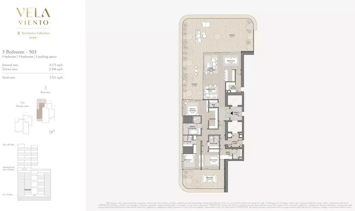 Планировка — 3-спальная, 512 м²