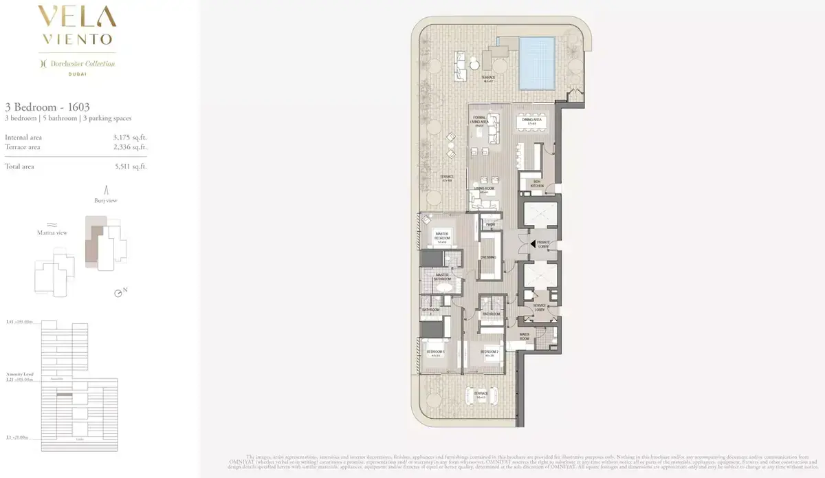 Планировка — 3-спальная, 512 м²