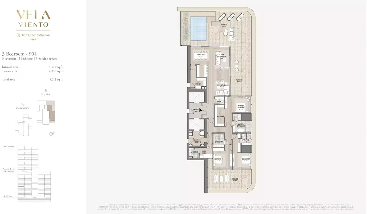 Планировка — 3-спальная, 512 м²