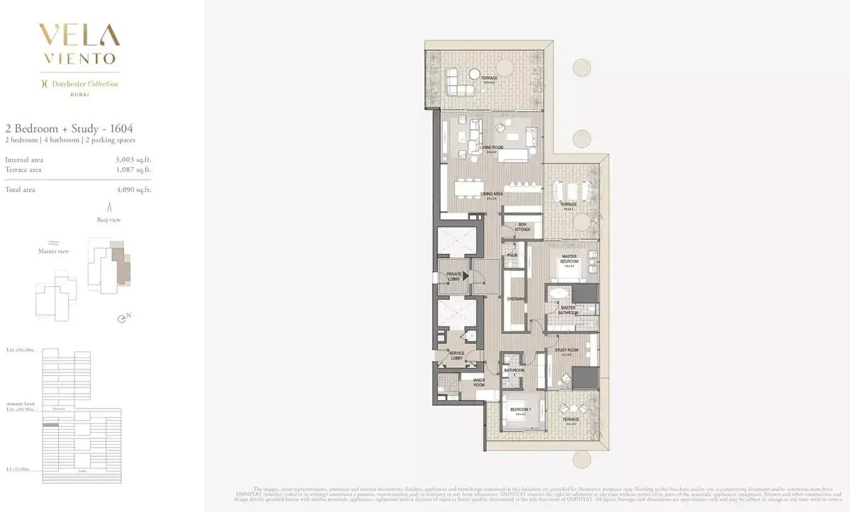 Планировка — 2-спальная, 380 м²