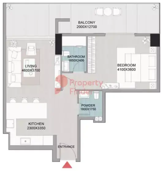 Планировка — 1-спальная, 92 м²