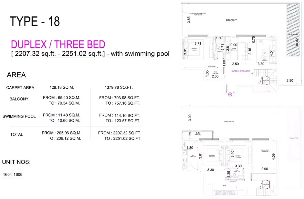 Планировка — 3-спальная, 209 м²