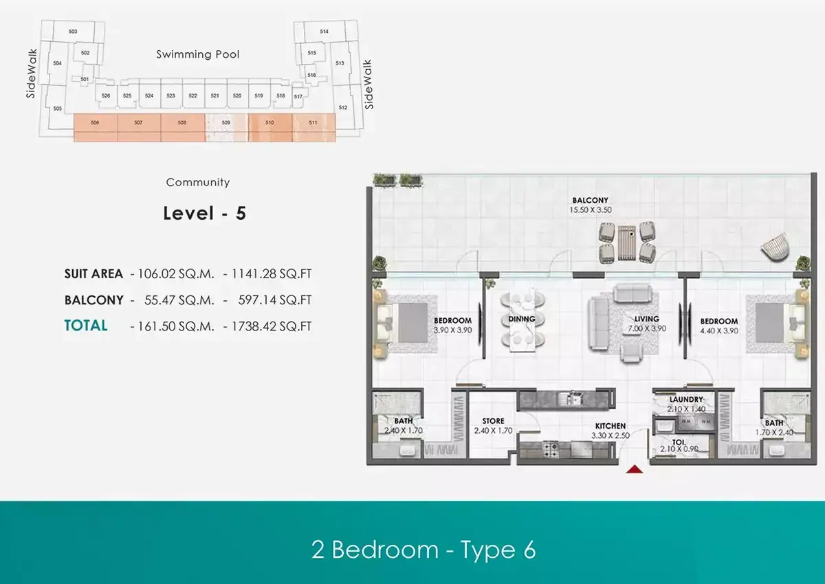 Планировка — 2-спальная, 161 м²