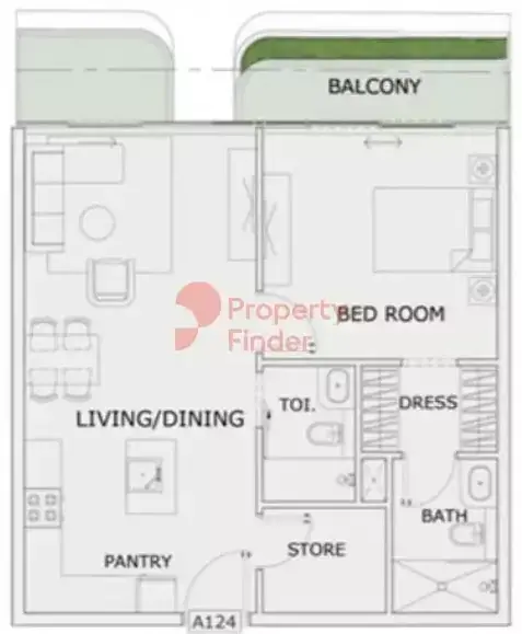 Планировка — 1-спальная, 70 м²