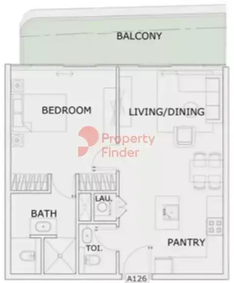Планировка — 1-спальная, 72 м²