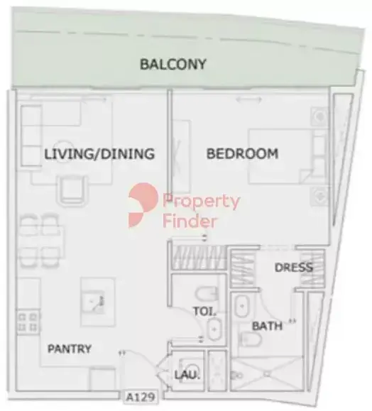 Планировка — 1-спальная, 73 м²