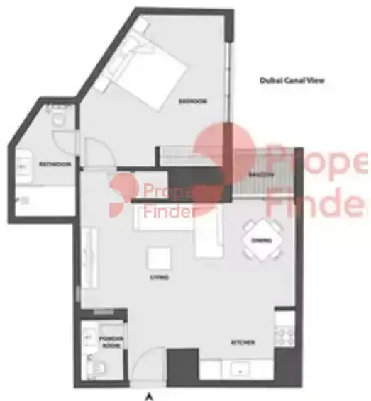 Планировка — 1-спальная, 65 м²