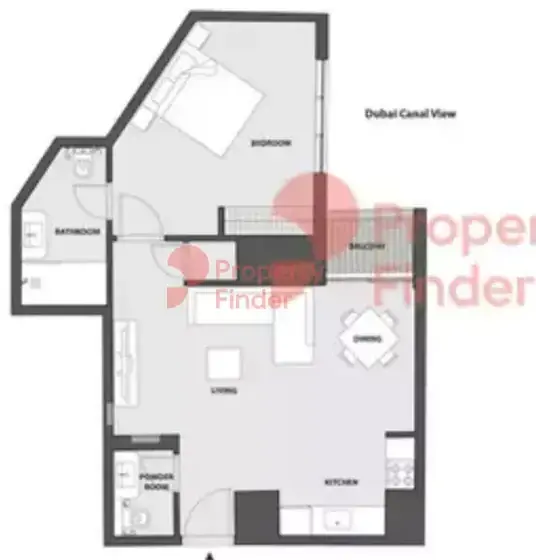 Планировка — 1-спальная, 65 м²