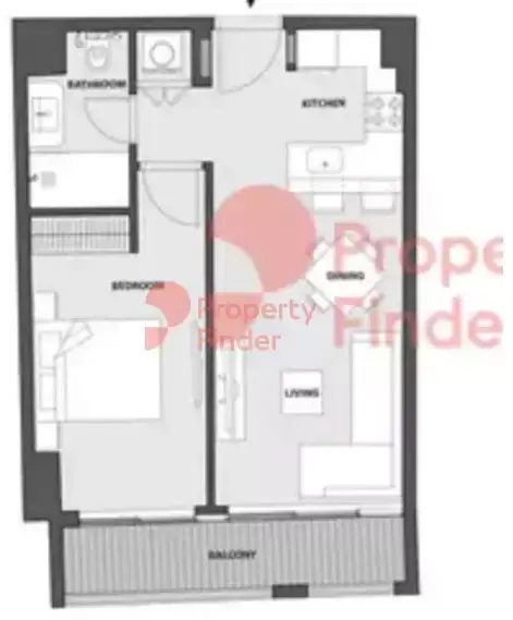 Планировка — 1-спальная, 57 м²