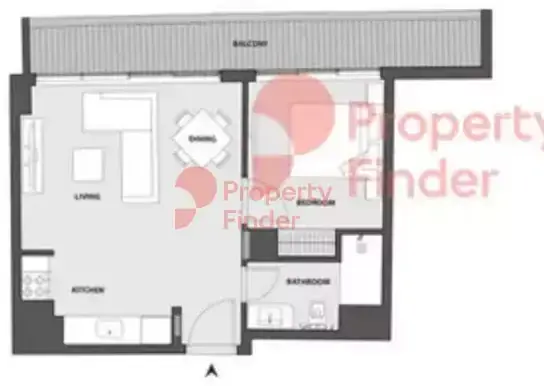 Планировка — 1-спальная, 57 м²