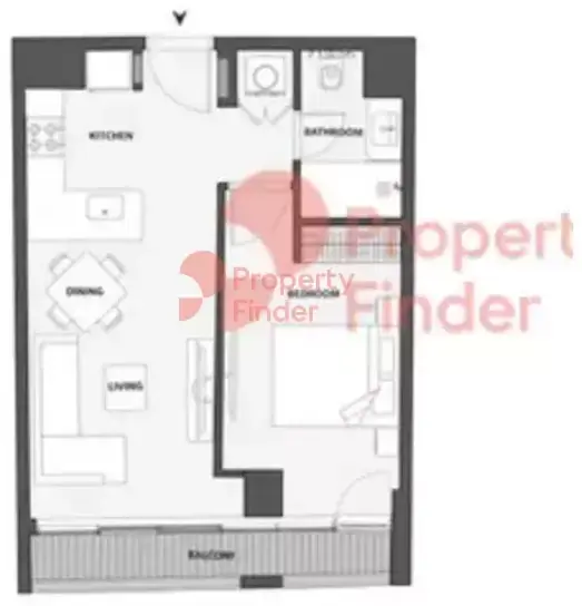 Планировка — 1-спальная, 56 м²
