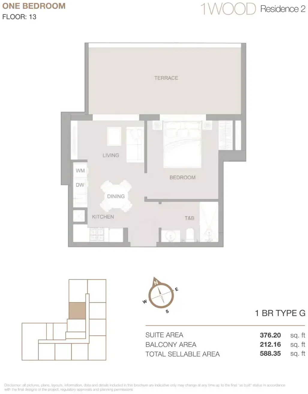 Планировка — 1-спальная, 55 м²