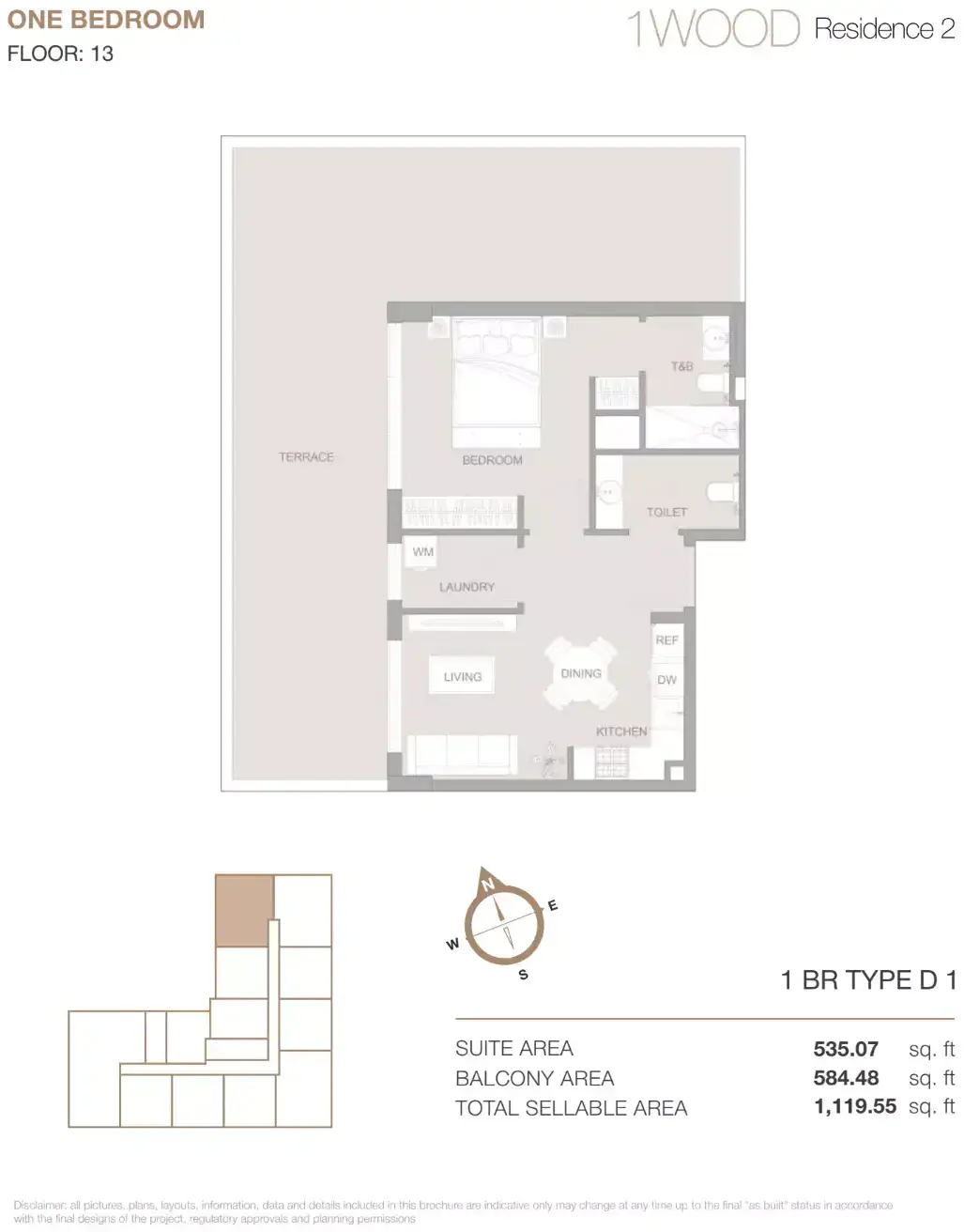 Планировка — 1-спальная, 104 м²