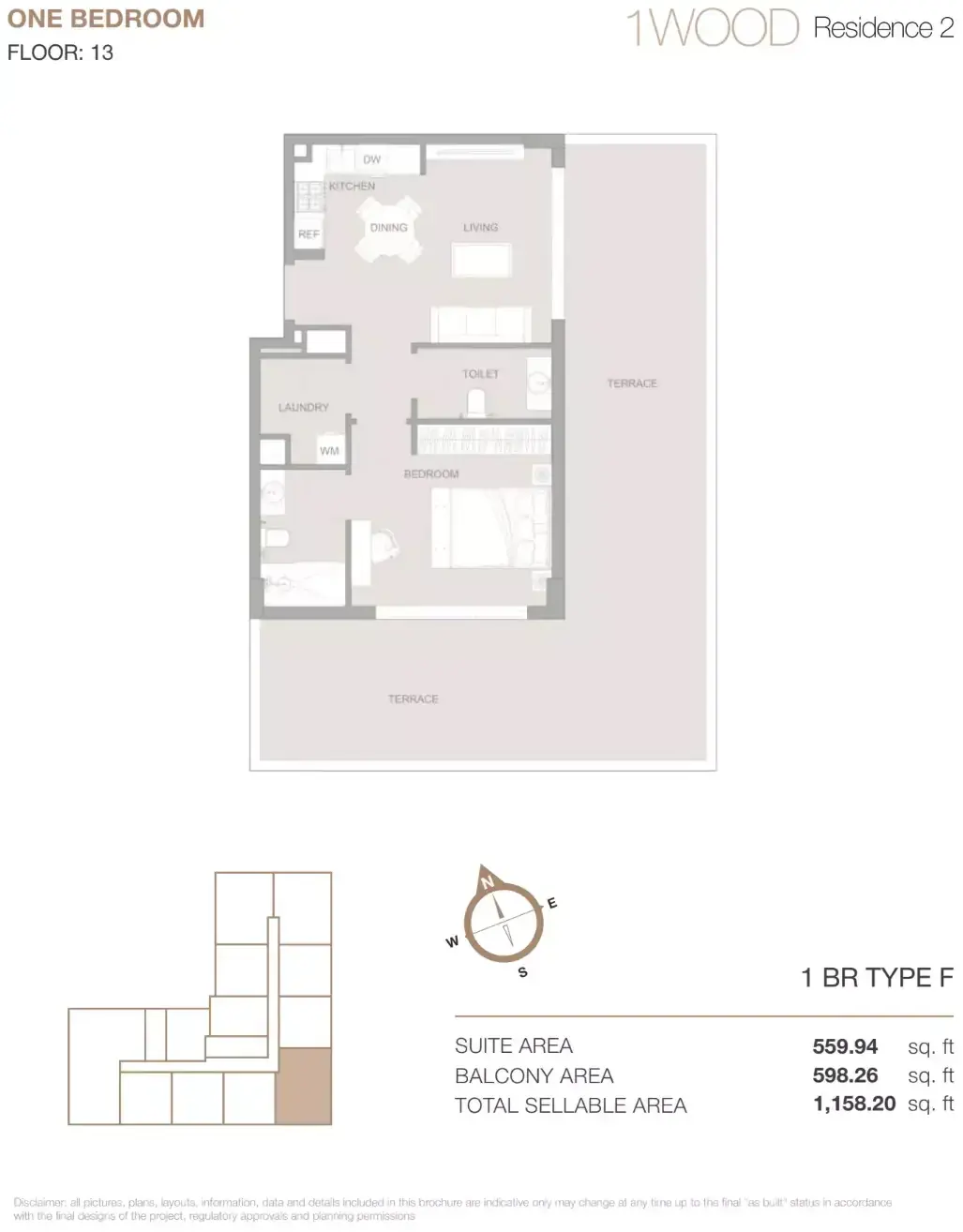 Планировка — 1-спальная, 108 м²