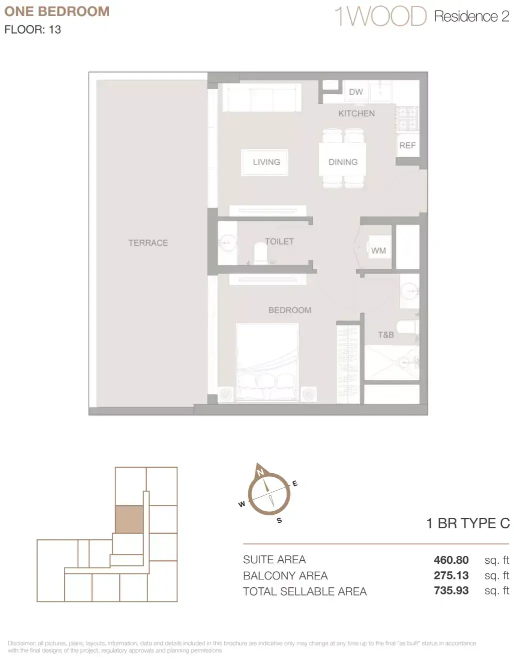 Планировка — 1-спальная, 68 м²