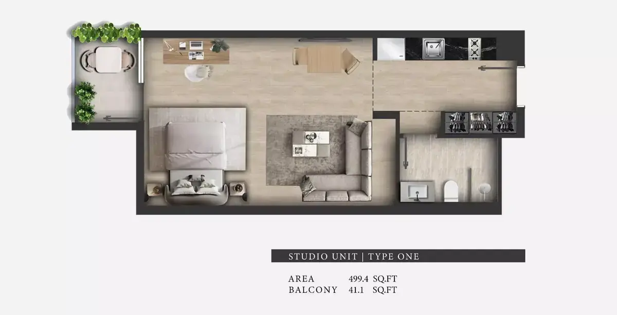 Планировка — Студия, 46 м²