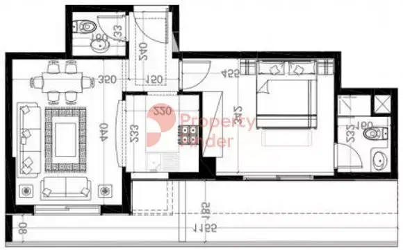 Планировка — 1-спальная, 70 м²