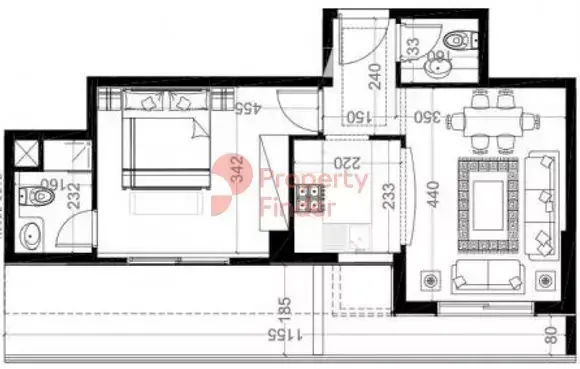 Планировка — 1-спальная, 78 м²