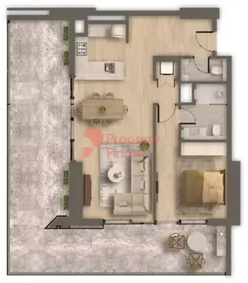 Планировка — 1-спальная, 82 м²