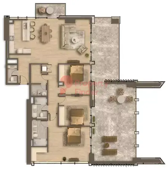 Планировка — 3-спальная, 238 м²