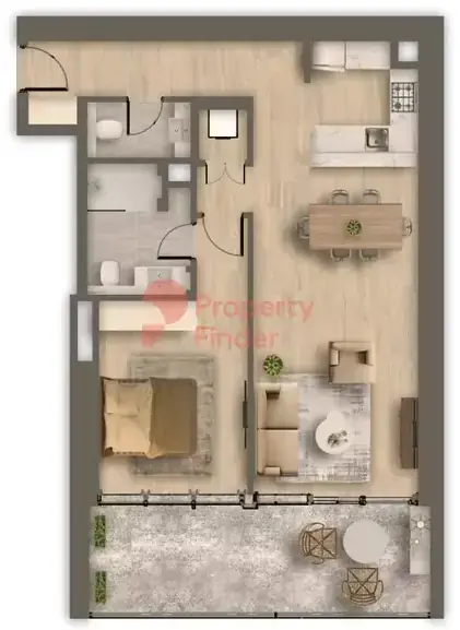 Планировка — 1-спальная, 94 м²
