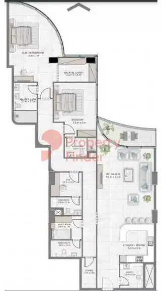 Планировка — 2-спальная, 211 м²