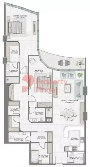 Планировка — 2-спальная, 169 м²