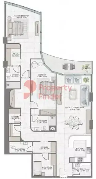 Планировка — 2-спальная, 179 м²