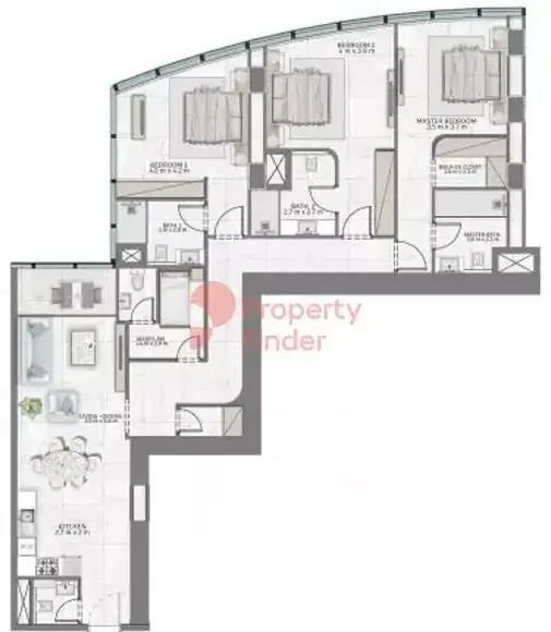 Планировка — 3-спальная, 203 м²