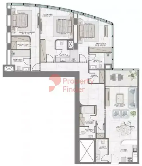Планировка — 3-спальная, 219 м²