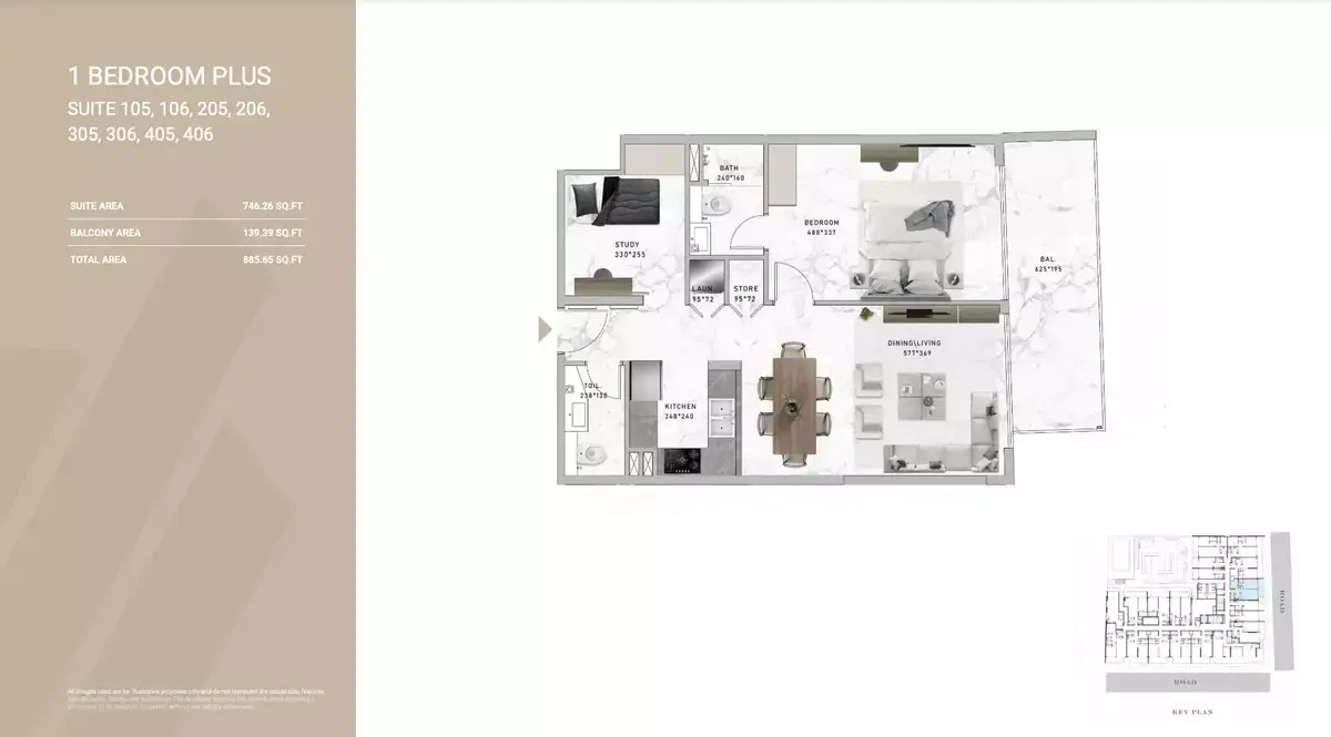 Планировка — 1-спальная, 82 м²