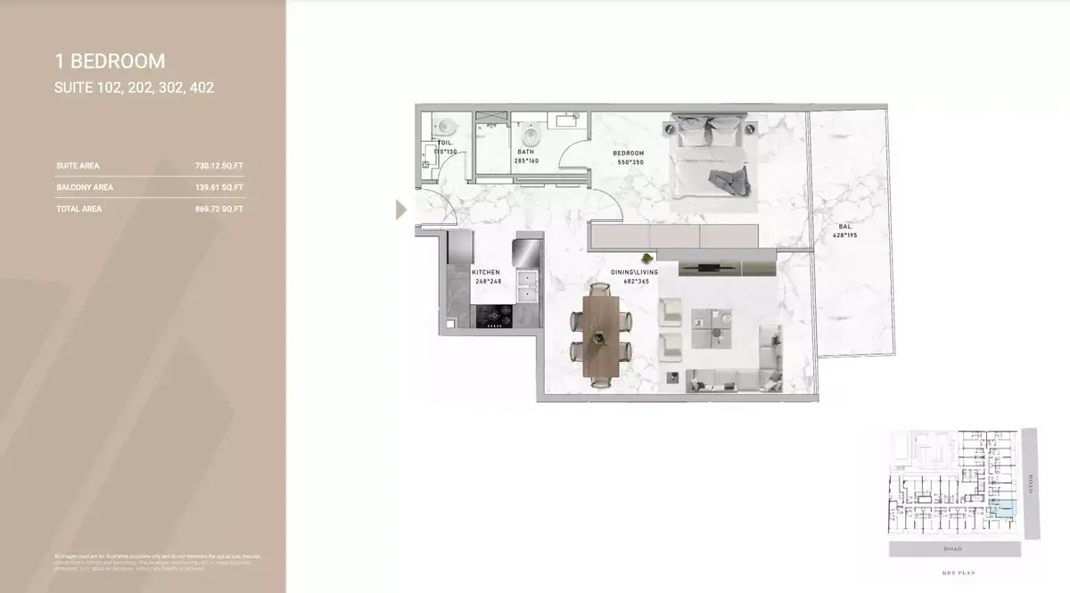 Планировка — 1-спальная, 81 м²