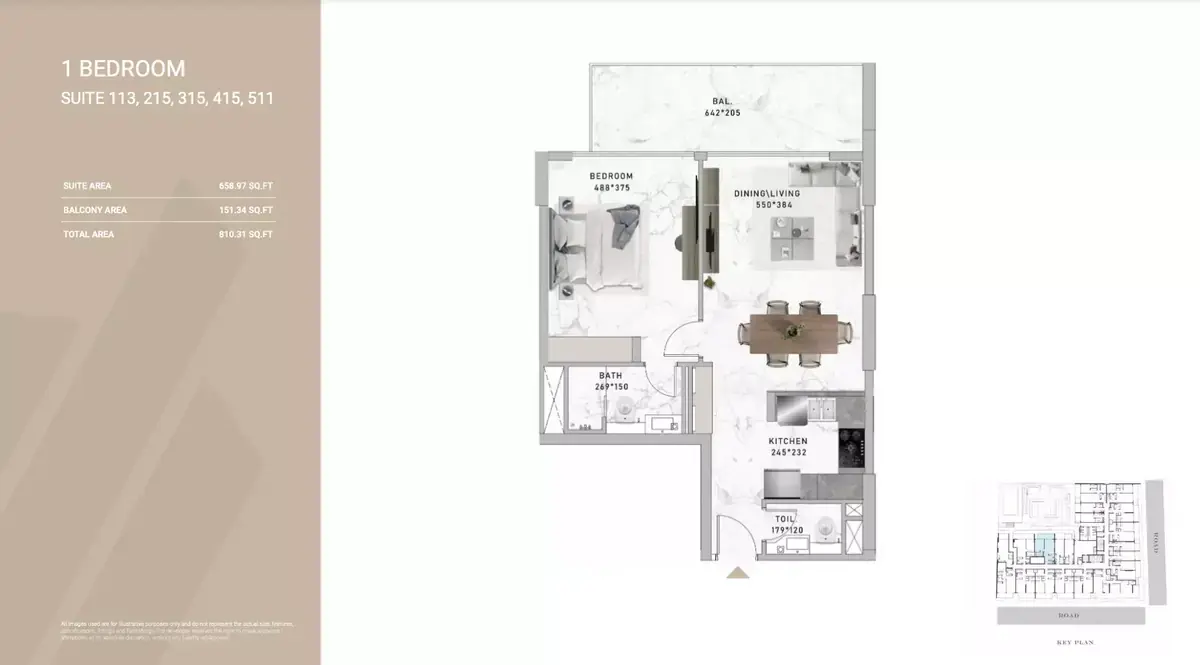 Планировка — 1-спальная, 75 м²