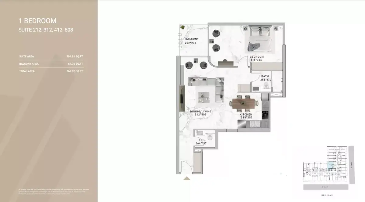 Планировка — 1-спальная, 80 м²