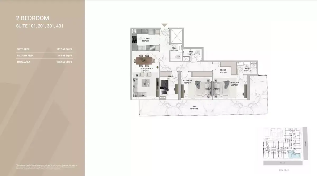 Планировка — 2-спальная, 145 м²