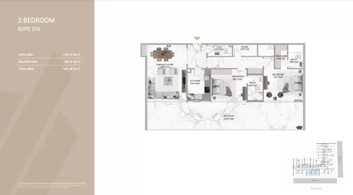 Планировка — 2-спальная, 152 м²