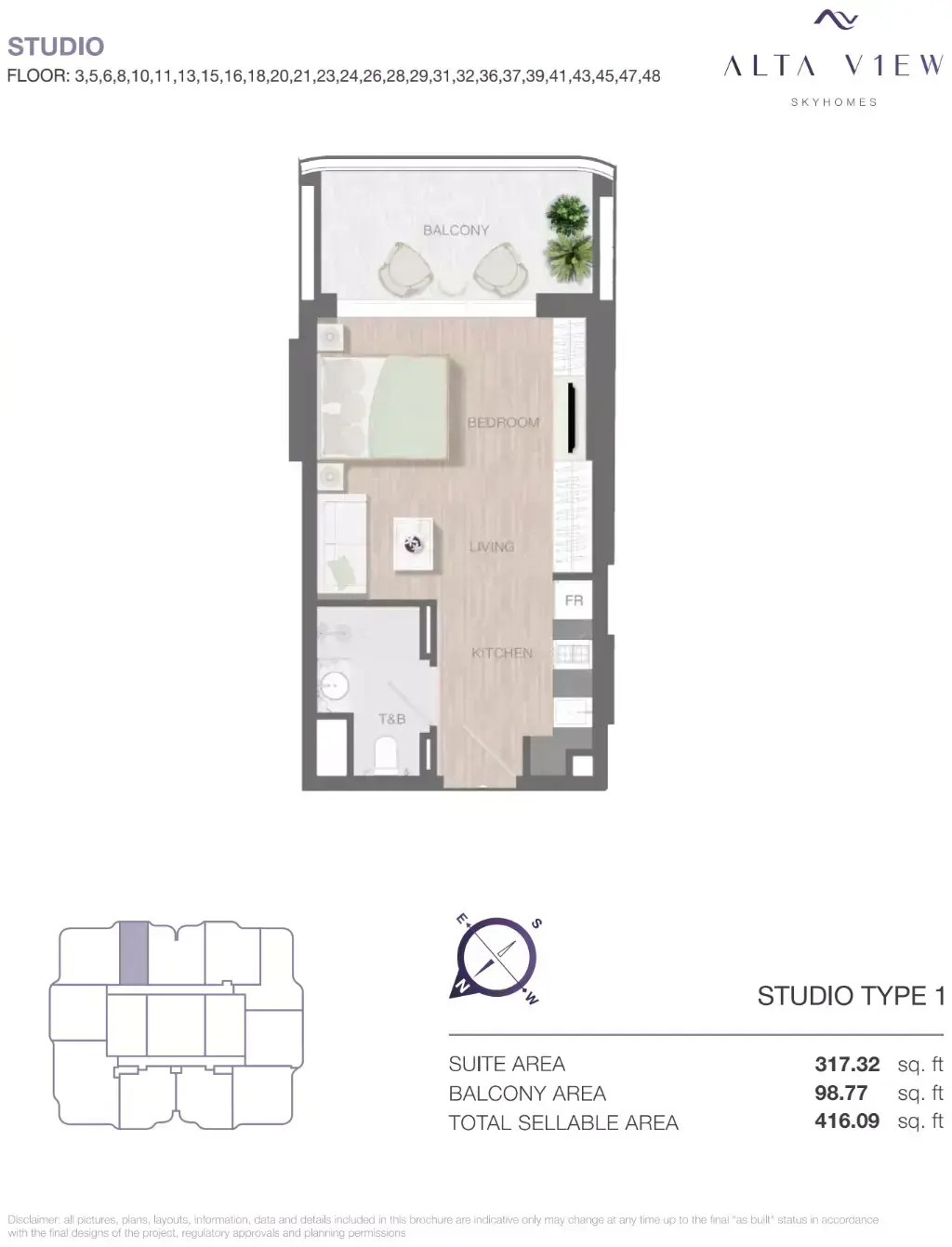 Планировка — Студия, 39 м²