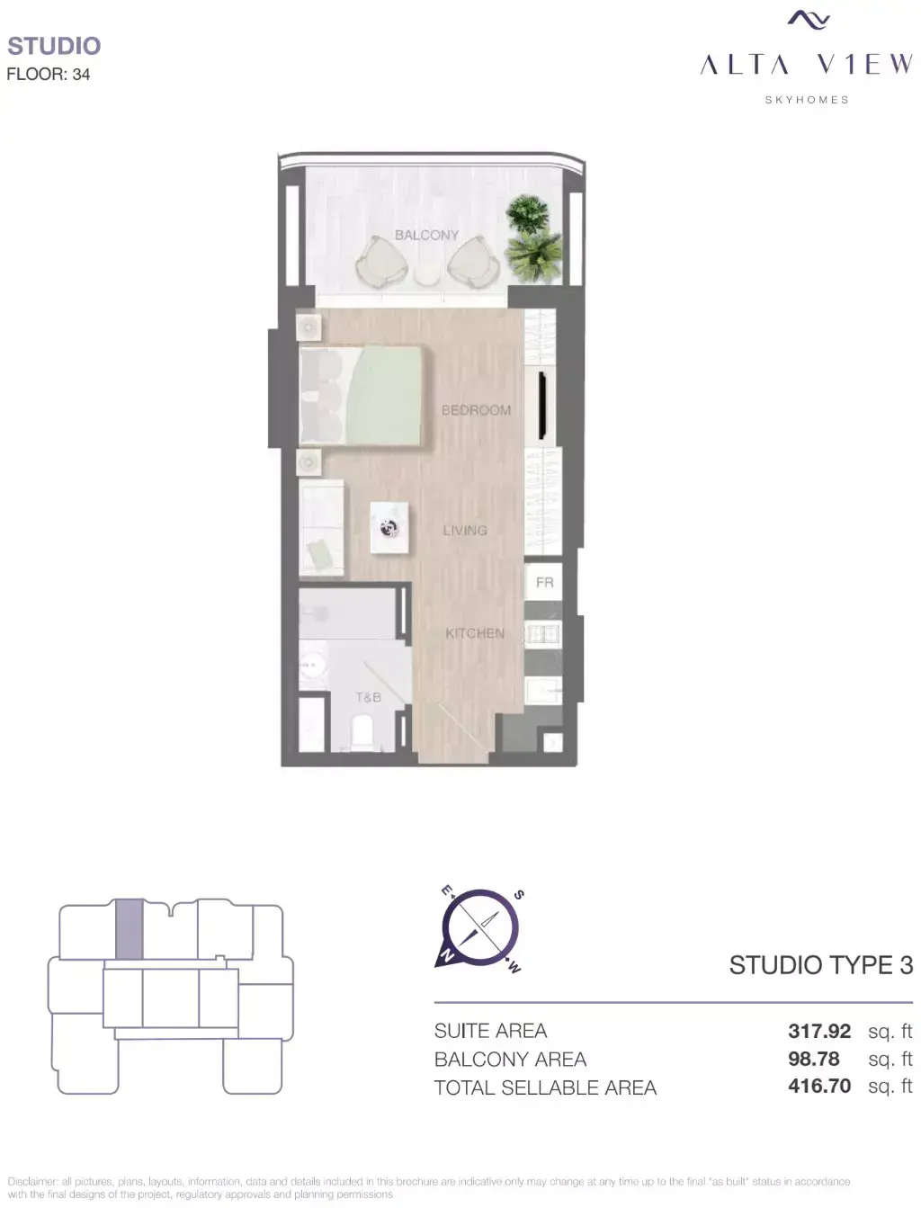 Планировка — Студия, 39 м²
