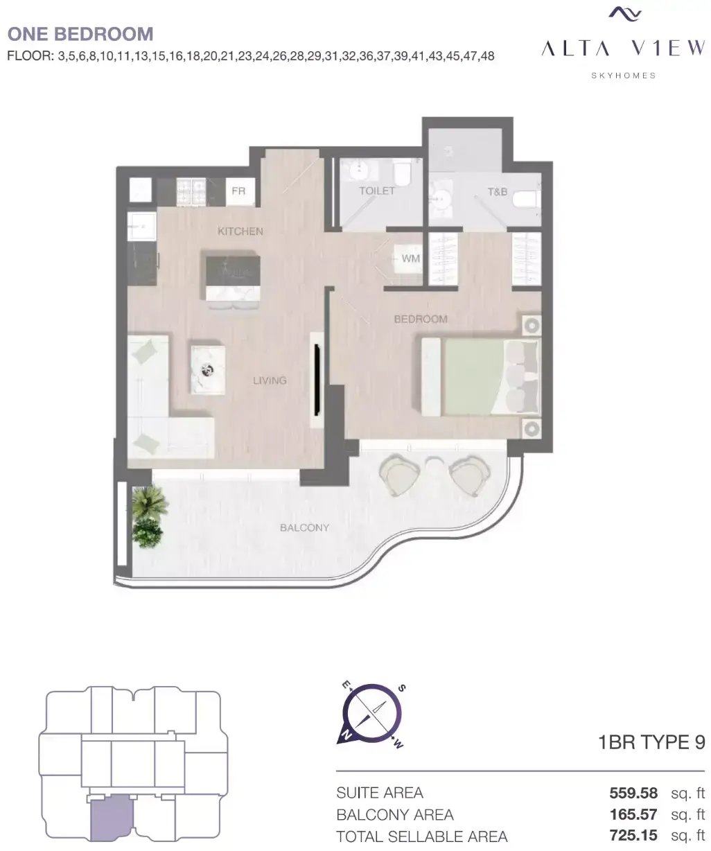 Планировка — 1-спальная, 67 м²