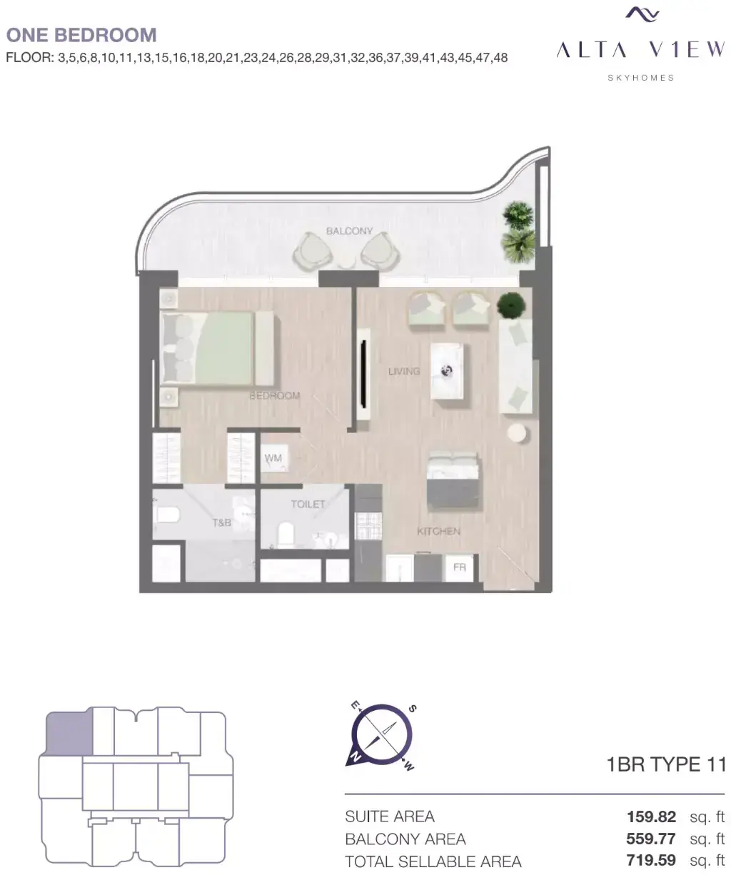 Планировка — 1-спальная, 67 м²