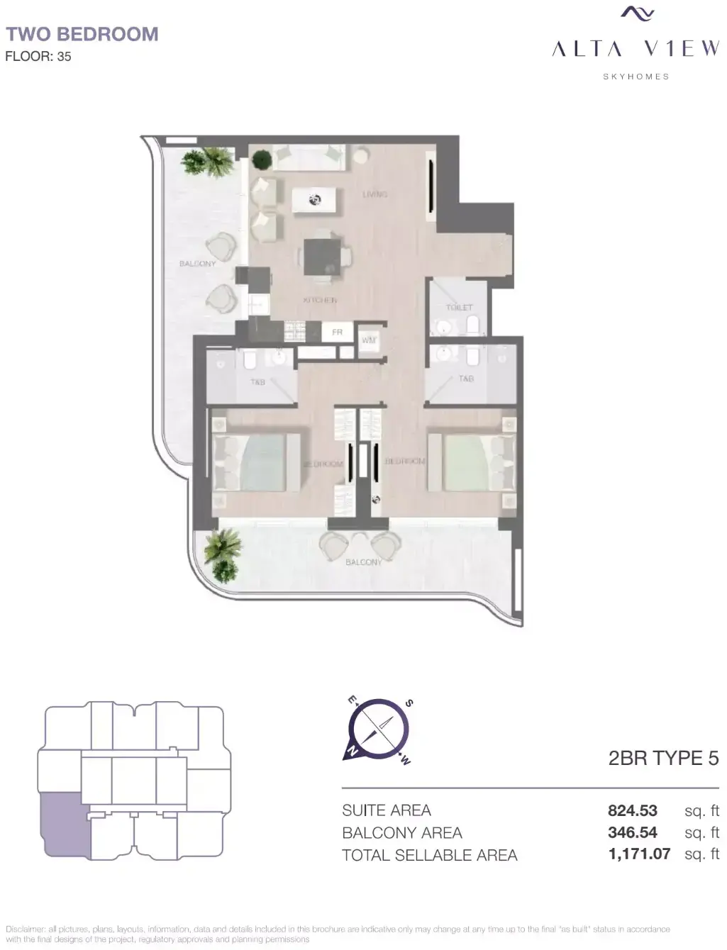 Планировка — 2-спальная, 109 м²
