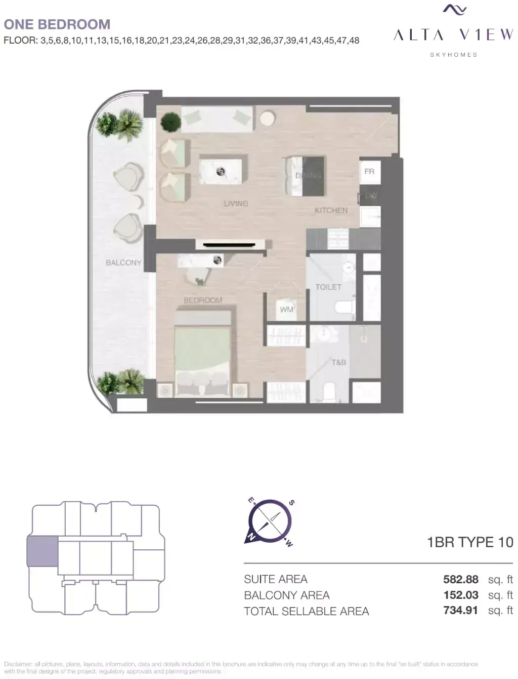 Планировка — 1-спальная, 68 м²