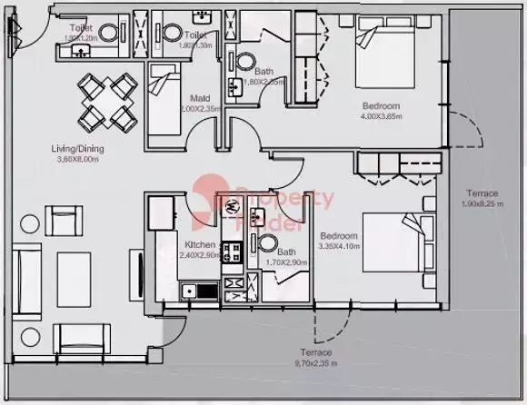 Планировка — 2-спальная, 145 м²
