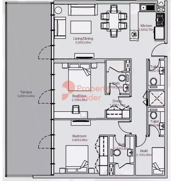 Планировка — 2-спальная, 142 м²