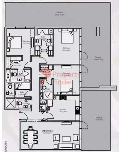 Планировка — 3-спальная, 267 м²