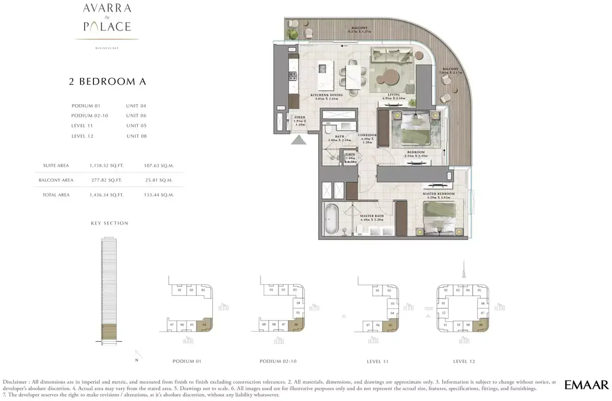 Планировка — 2-спальная, 133 м²