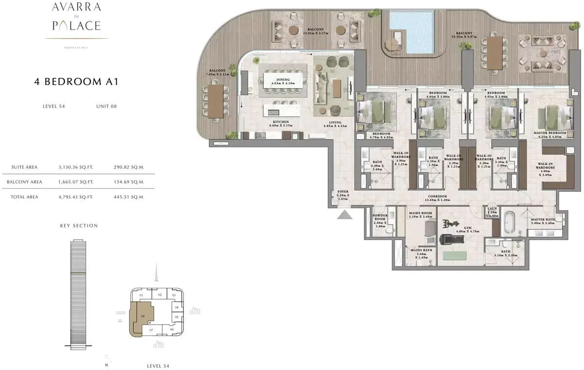 Планировка — квартира, 445 м²