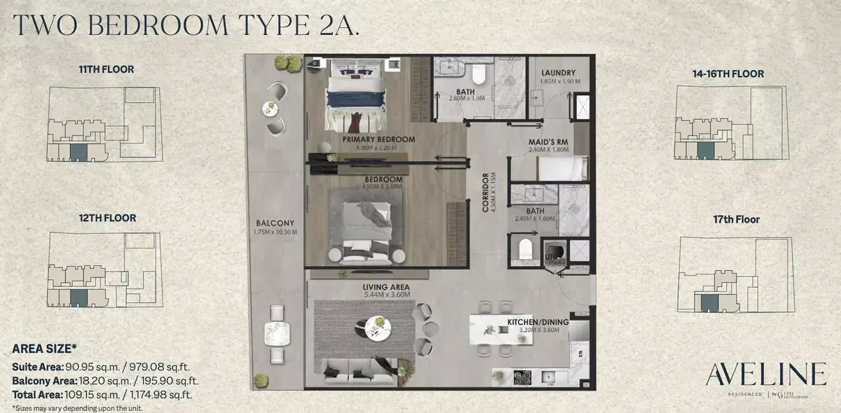 Планировка — 2-спальная, 109 м²
