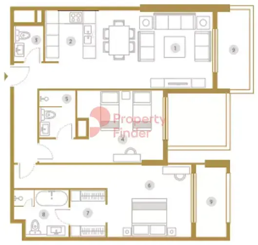 Планировка — 2-спальная, 145 м²