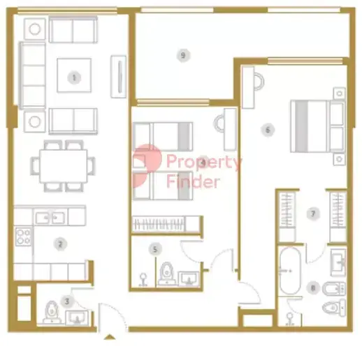 Планировка — 2-спальная, 162 м²